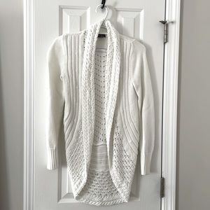 Eddie Bauer womens small white open front cardigan sweater, 100% cotton